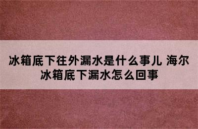 冰箱底下往外漏水是什么事儿 海尔冰箱底下漏水怎么回事